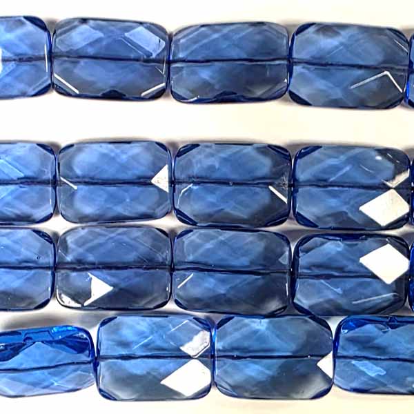 BLUE QUARTZ FACETED RECTANGLE 18X25MM